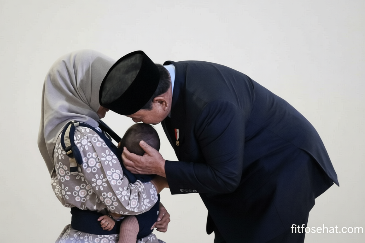 Yang Terjadi Saat: Momen haru Presiden Prabowo cium kepala bayi prajurit TNI yang gugur