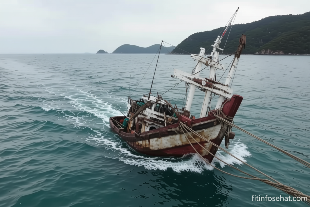 Perahu nelayan di Lampung Selatan tenggelam ditabrak kapal kargo